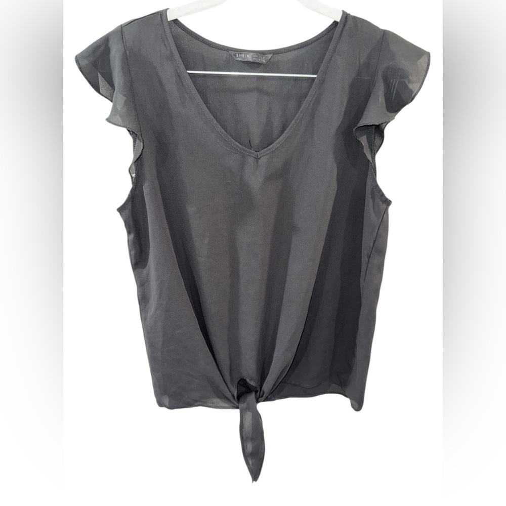 ✨ 5/$30 ✨ SHEIN Black Ruffle Sleeve‎ Blouse